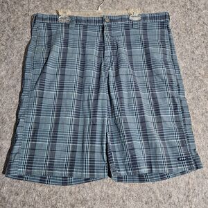 Oakley Shorts Mens 38 Blue Plaid Flat Front Casual Outdoor Golf Stretch Pockets